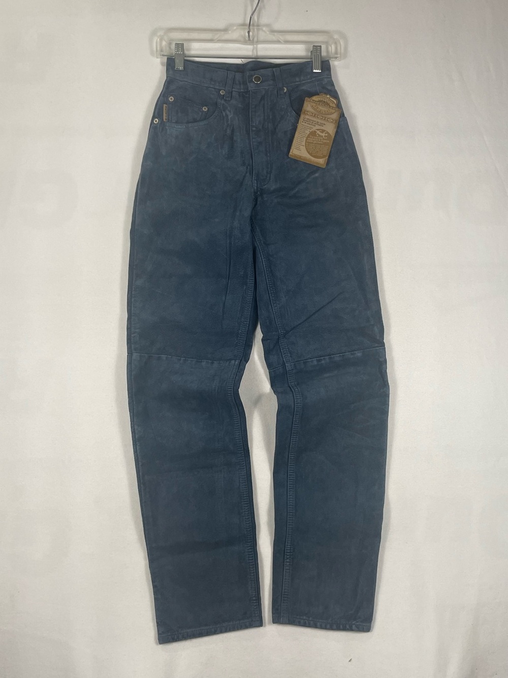 Skotts Suede Blue Leather Pants Washable Canada Made WOMEN Sz 2/24 Fit 23W/31.2L